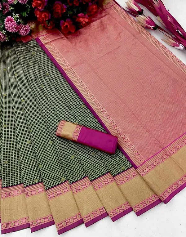 Green::Purple__Woven_Banarasi_Jacquard_Saree_(Green,_Purple)